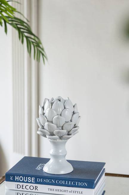 White Ceramic Artichoke Sculpture - STripleB 