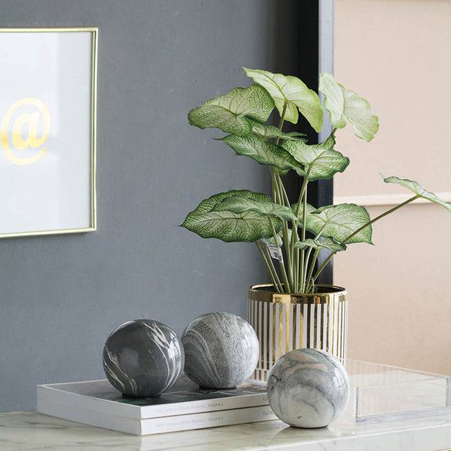 Set of 3 Grey Decorative Marbleized Balls - STripleB 