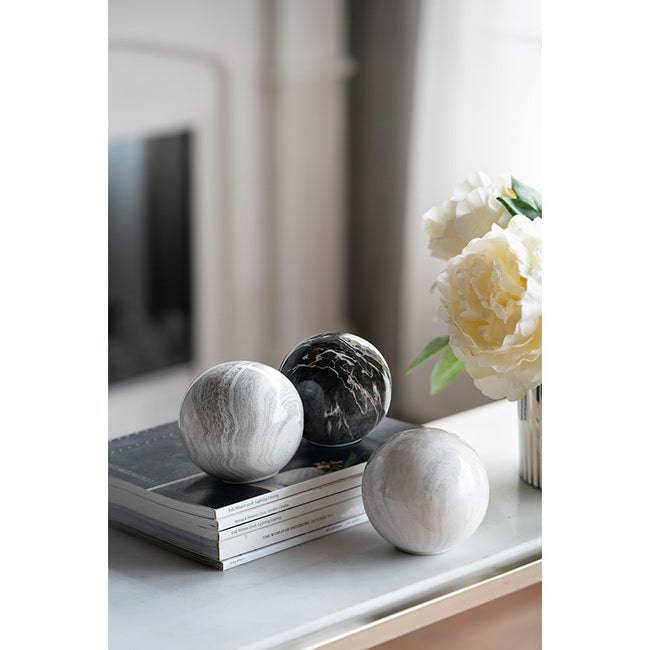 Set of 3 Grey Decorative Marbleized Balls - STripleB 