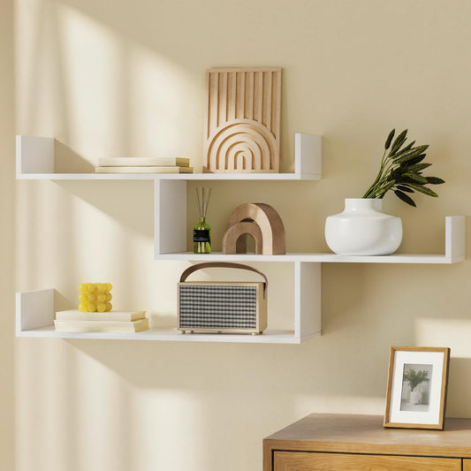 Artiss Floating Wall Shelf 3 Tier White - STripleB